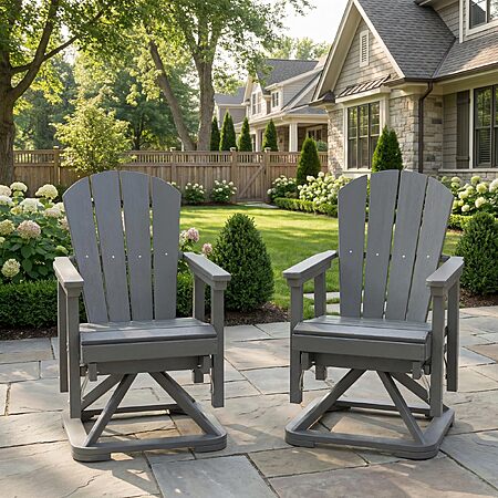 HDPE Outdoor Swivel Glider Rocking Chair Set of 2