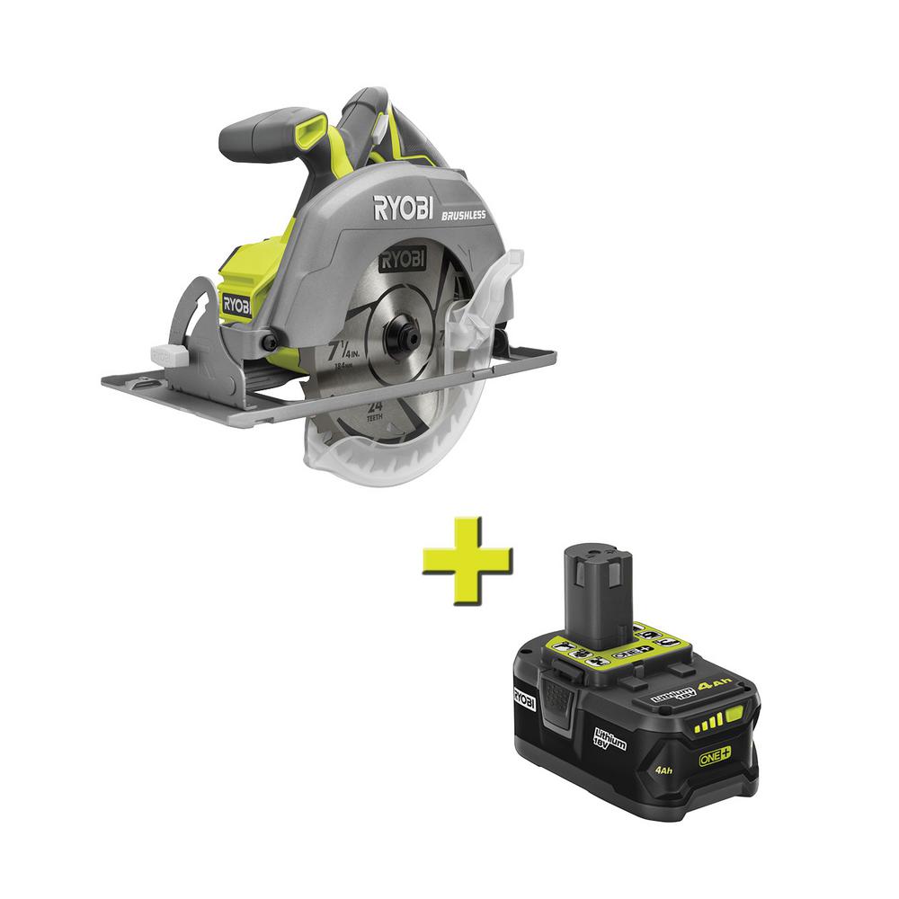 18-Volt ONE+ Cordless Brushless 7-1/4 in. Circular Saw with 4.0 Ah Lithium-Ion Battery FREE SHIPPING $118.99