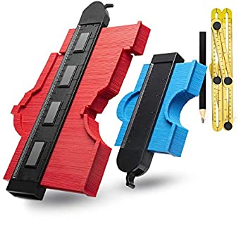 Contour Gauge with Lock 10 Inch and 5 Inch Bonus Angle Ruler Measuring Tool and Carpenter Pen for $12.49