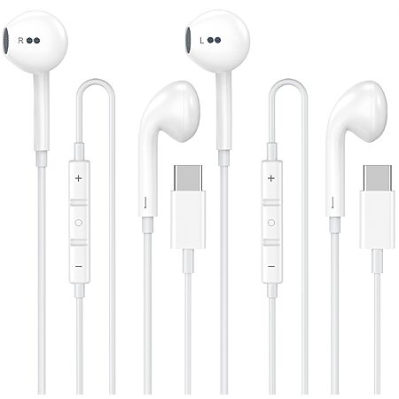 2 Pack [Apple MFi Certified] USB C Headphones Wired for iPhone 17 16 15