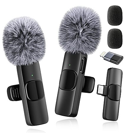 Professional Wireless Lavalier Lapel Mic for Video Recording, Mini Mic Crystal Clear Recording with USB-C $6.42