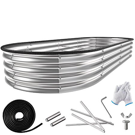 GTSABWAY Galvanized 8×4×1ft Oval Garden Bed (Silver) $22.49