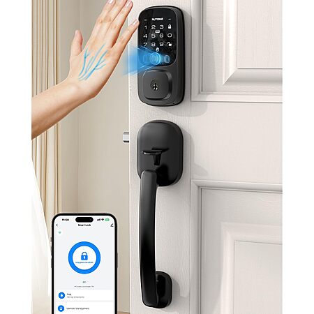 NUTOMO Palm Vein Smart Lock: Keyless Entry Door Locks with Handle Set $80