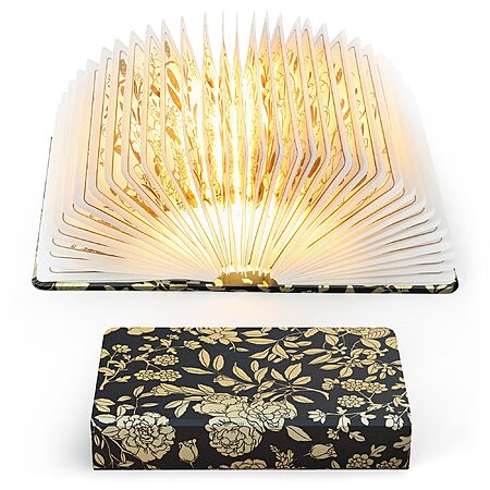 ZBOLE Floral Print Book Light, 3-Color, 1200mAh Portable Foldable Paper Desk Lamp $12.99