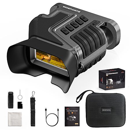 WOSPORTS 4K Night Vision Goggles: 16MP, up to 80x Magnification, 10X Optical & 8X Digital Zoom, 1315FT Vision, 3" Screen, 5000mAh $80.99