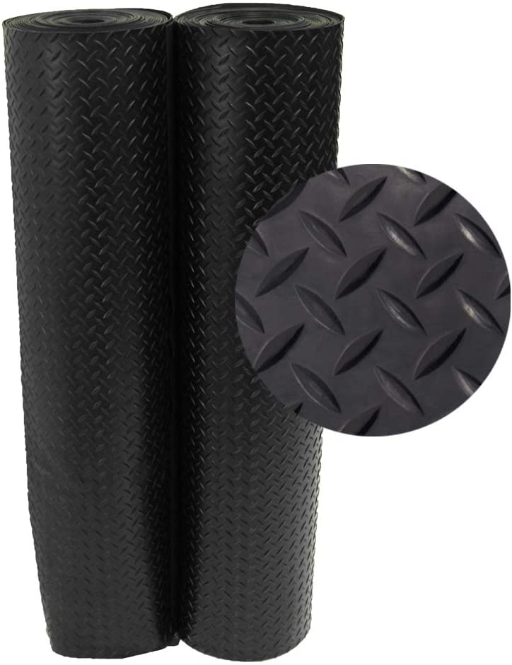 Rubber-Cal "Diamond Plate Rubber Flooring Rolls 4x8 $38.6