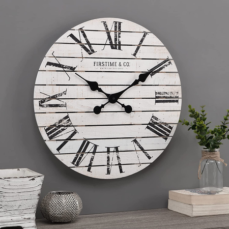 FirsTime & Co Shiplap Farmhouse Wall Clock - White (18 x 2 x 18) $22.77 ...