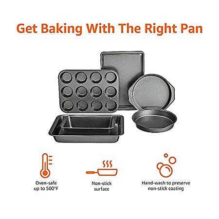Amazon Basics 6-Piece Nonstick Carbon Steel Oven Bakeware Baking Set $34.67