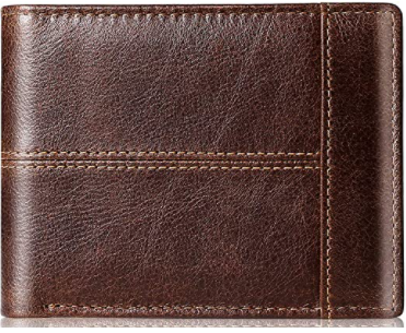 Genuine Leather Men's Bi-folding RFID block Wallet $9.89