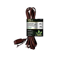 15' Go Green Power Inc. Extension Cord w/ 3 Outlets (Brown) $4 + Free Shipping w/ Prime