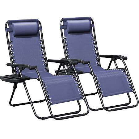 2-Pack Lacoo Zero Gravity Patio Reclining Chair w/ Adjustable Pillow (Blue) $48.50 + Free Shipping