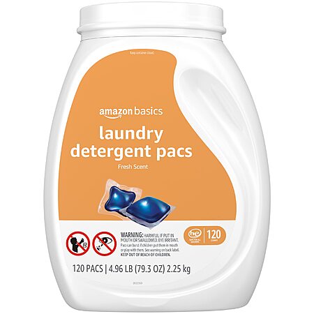 120-Count Amazon Basics Laundry Detergent Pacs (Fresh Scent) $15.24 w/ S&S + Free Shipping w/ Prime or on $35+