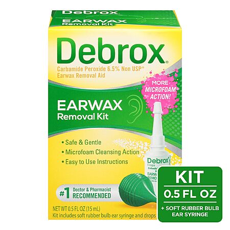 Debrox Ear Wax Removal Kit w/ Bulb Syringe & 0.5-Ounce Drops $4.06 w/ S&S + Free Shipping w/ Prime or on $35+