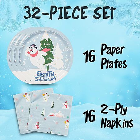 32-Pack Silver Buffalo Frosty the Snowman Disposable Paper Plates & Napkins $2.75 + Free Shipping w/ Prime or on $35+