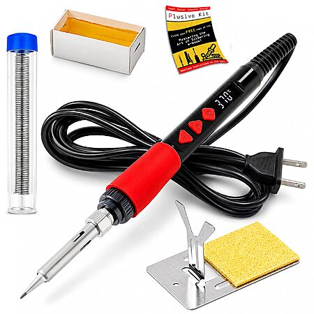 Plusivo 60W Digital LED Soldering Iron Kit w/ Solder Wire, Flux Paste, Stand & Sponge $4.99 + Free Shipping
