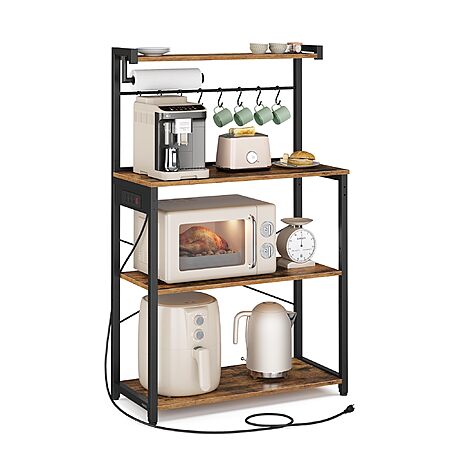 4-Tier VASAGLE Kitchen Bakers Rack w/ Power Outlet (15.7" x 31.5" x 55.1", Rustic Brown & Ink Black) $44.99 + Free Shipping