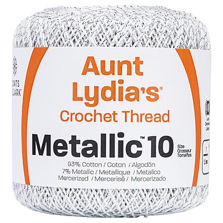Red Heart Metallic Crochet Thread Size 10 (White/Silver) $2.25 + Free Shipping