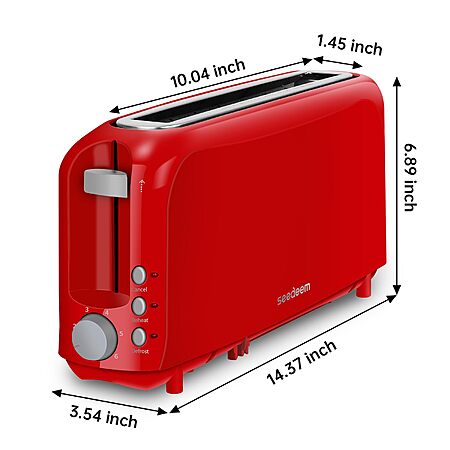 SEEDEEM 2-Slice 10" Long Slot Toaster w/ 6 Shade Settings & Removable Crumb Tray (Red) $18.44 + Free Shipping