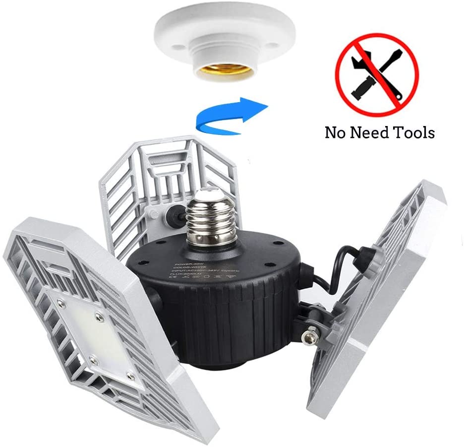 LED Garage Lights by Tanbaby - Adjustable, 60W, 6000LM - $25.99 AC