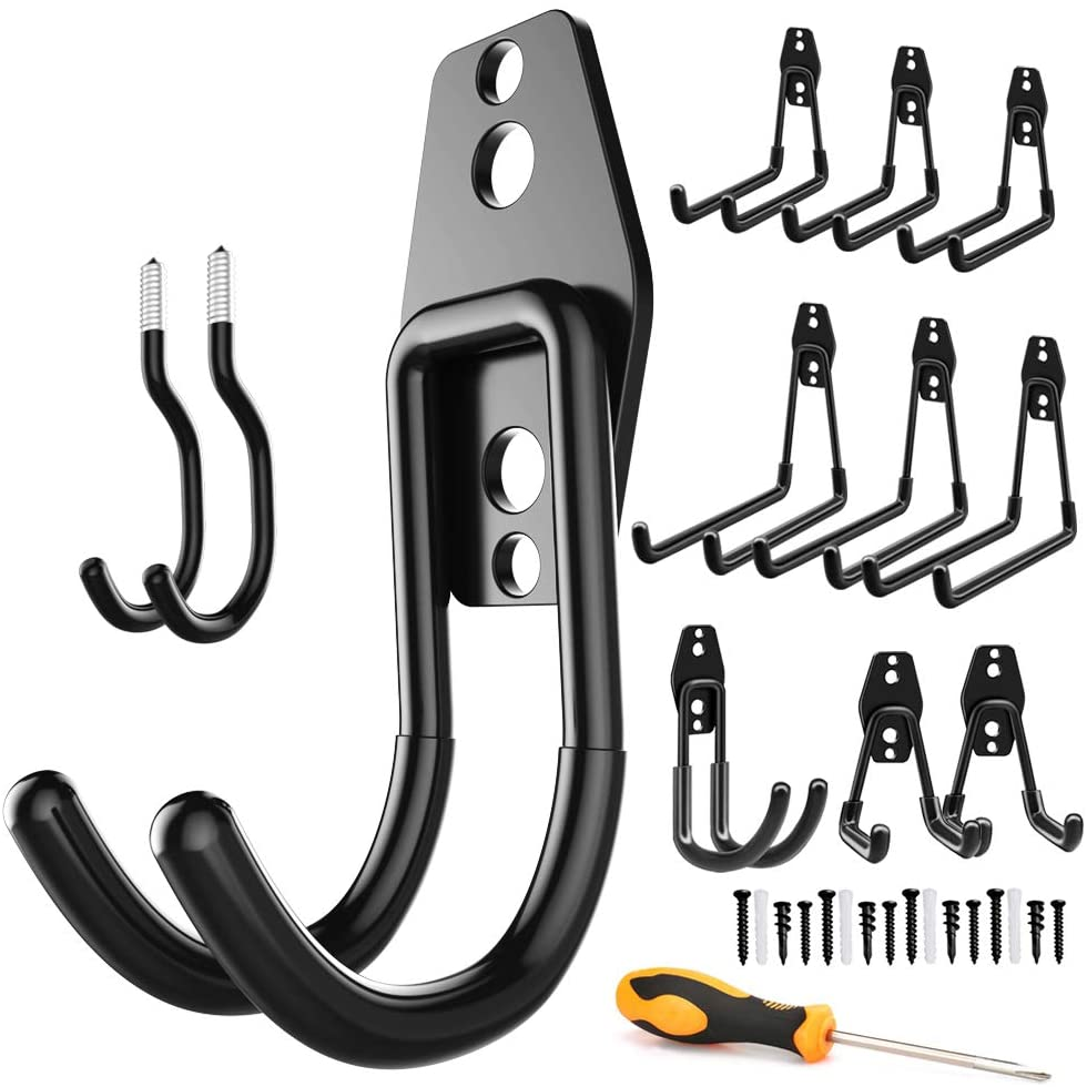 Garage Hooks,10 Double Hooks + 2 Bike Hooks $20.99