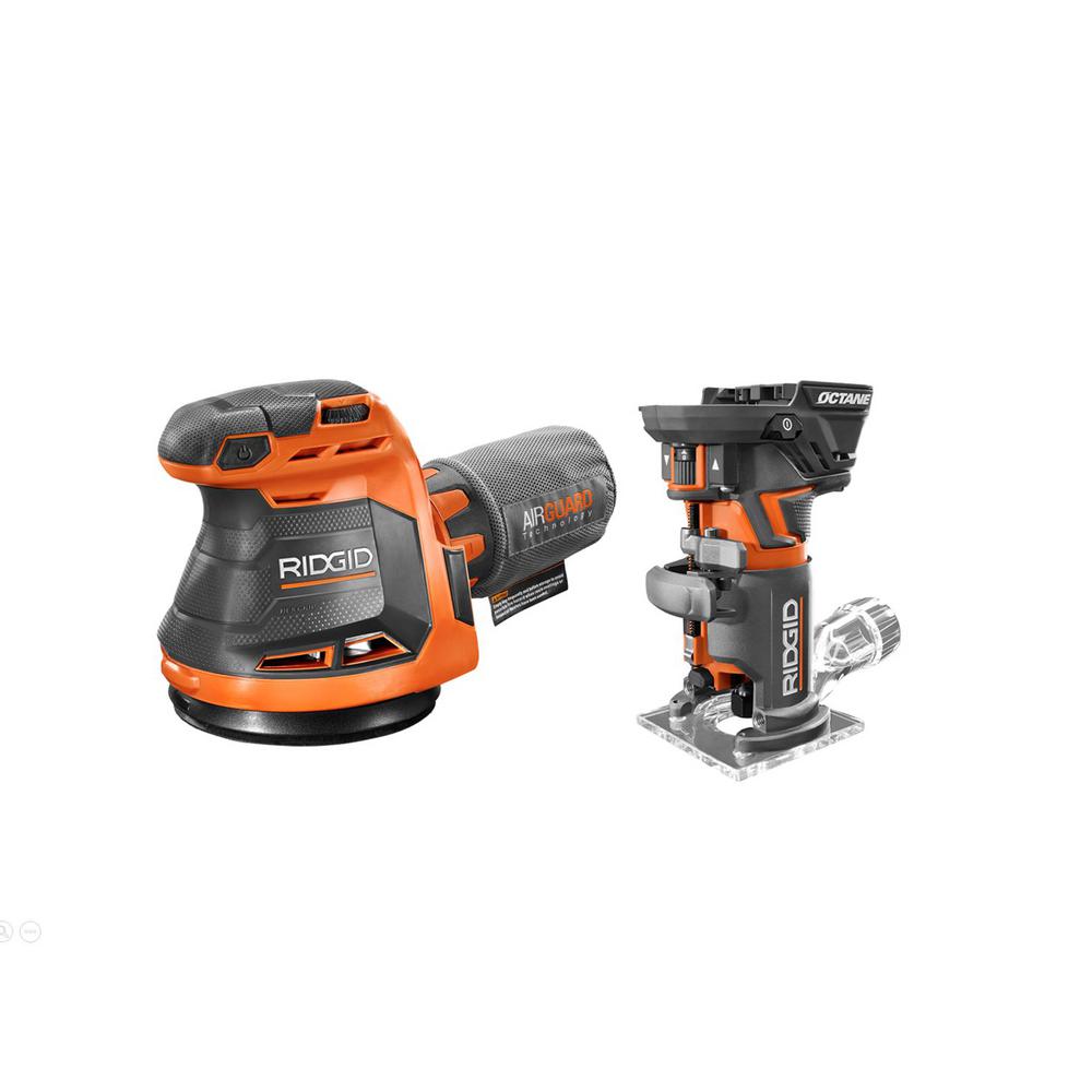 18-Volt OCTANE Cordless Brushless Compact Fixed Base Router and Random Orbital Sander - $129