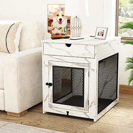 Piskyet Dog Crate Furniture,Wooden Dog Crate End Table with Storage ...