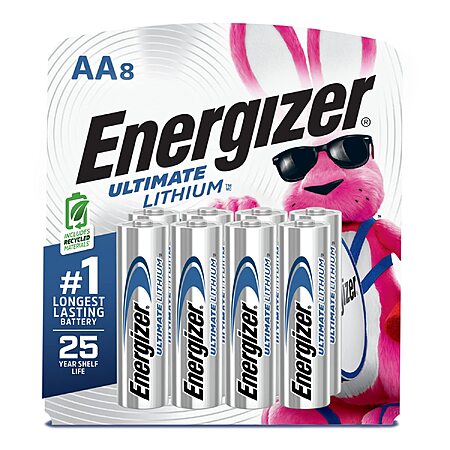 Energizer Ultimate Lithium AA Batteries (8 Pack), 1.5V Lithium Double A Batteries for $11.99 or lower