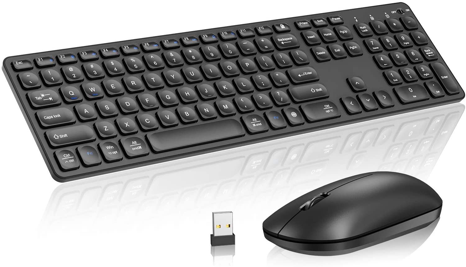 Chesona 2.4GHz Silent Slim Compact Full Size Wireless Keyboard and Mouse set w/ Numeric Keypad - $16.99 + FS at Amazon