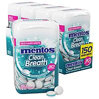 Mentos Clean Breath Sugarfree Hard Mint, 150pc, Intense Wintergreen (Pack of 4 Bottles) $9.96