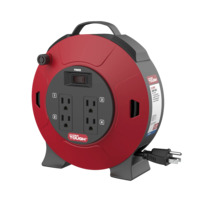 25' Hyper Tough 4-Outlet Retractable Power Extension Cord Reel