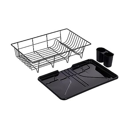 Sweet Home Collection Metal Dish Drying Rack With Drain Tray and ...