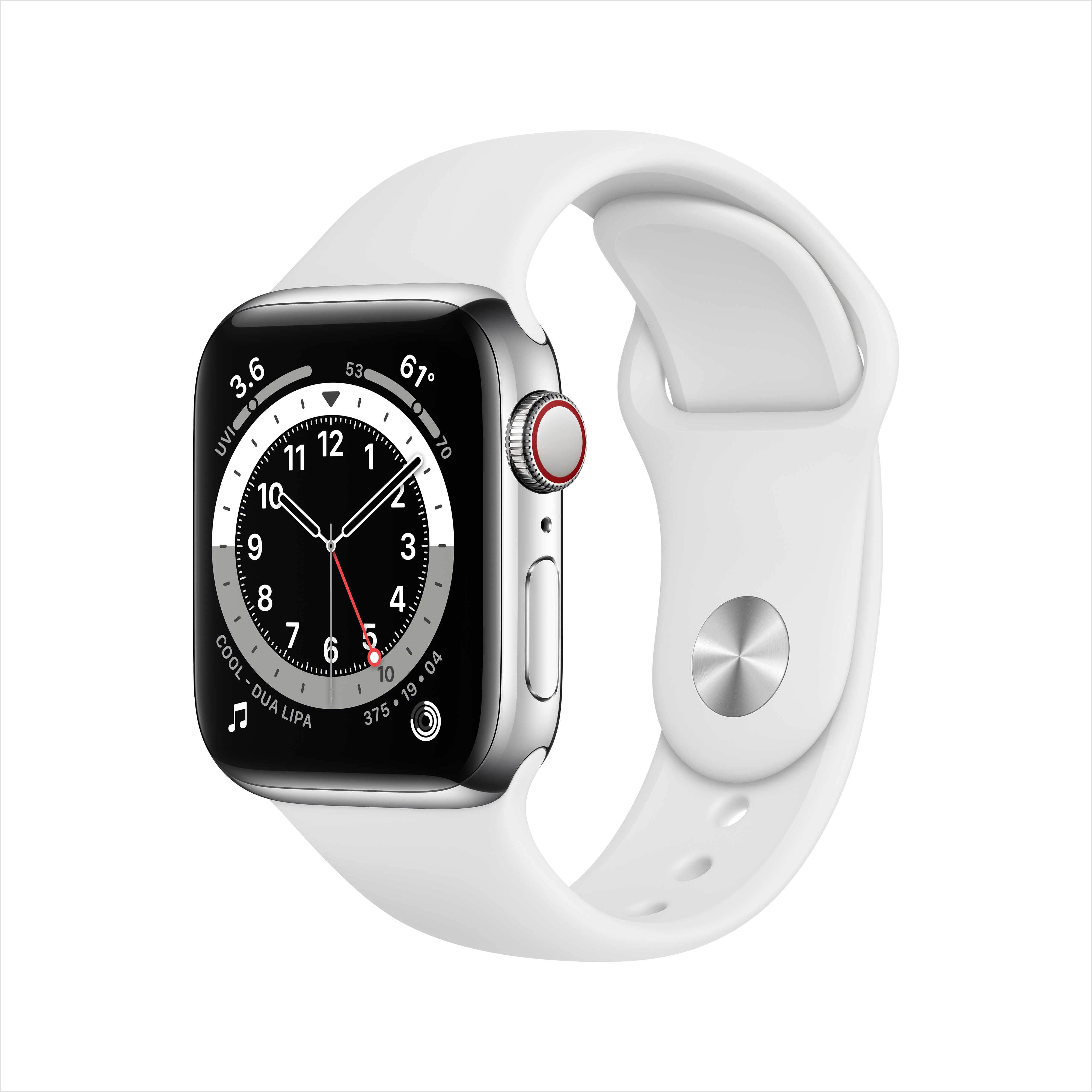Apple Watch Series 6 GPS + Cellular, 40mm Silver Stainless Steel Case with White Sport Band $555.32 at Walmart