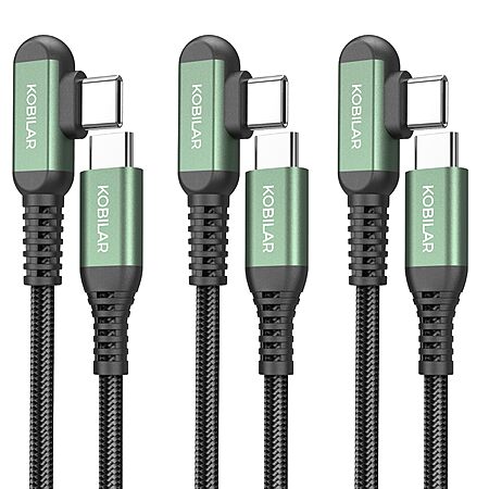 3-Pack Kobilar 90-Degree USB-C to USB-C Charging Cables (1.5', 5' & 10') $4.54 + Free Shipping w/ Prime or $35+