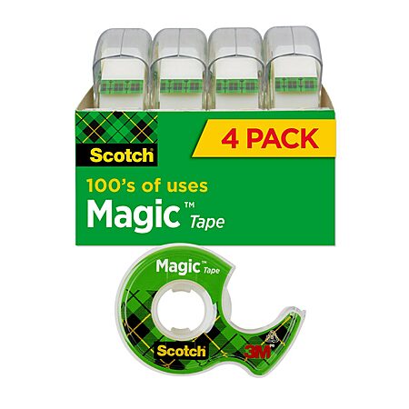 4-Pack 25' x 0.75" 3M Scotch Magic Tape (Clear) $1.65 w/ Subscription + Free Store Pickup