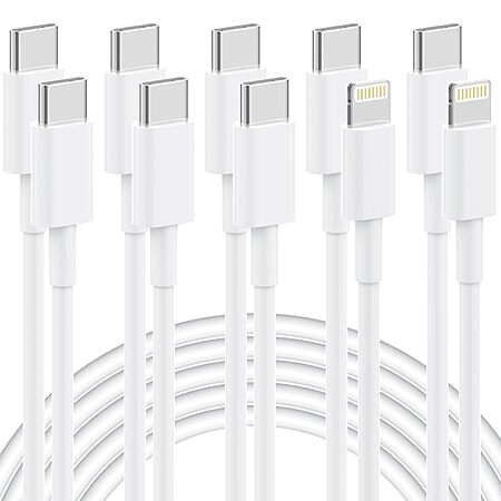 5-Pack 6' 60W IWTKenw Charging Cables (2-Count Lightning + 3-Count USB-C) $3.35 + Free Shipping w/ Prime or on $35+