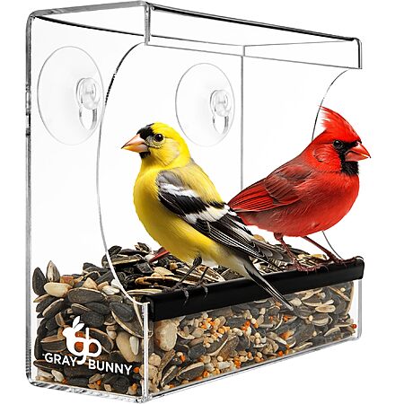 Gray Bunny Clear View Window Bird Feeder $4.49 + Free Shipping w/ Prime or on $35+