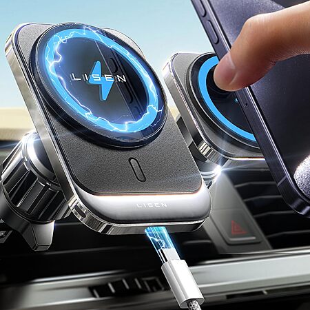 LISEN 15W MagSafe Car Mount Charger for iPhone $9.85 + Free Shipping w/ Prime or on $35+