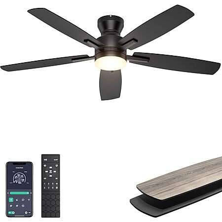 Ohniyou 52" Low Profile Ceiling Fan w/ LED Light & App/Remote Control (3 Colors) $50 + Free Shipping