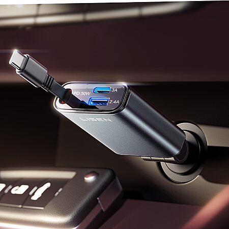 Lisen 30W PD Retractable USB-C Car Charger w/ 15W USB-C & 12W USB-A Ports $10.94 + Free Shipping w/ Prime or on $35+
