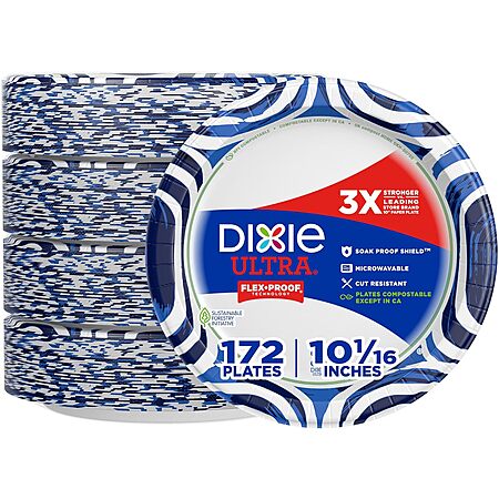 172-Count 10" Dixie Ultra Large Heavy Duty Paper Plates $18.05 w/ Subscribe & Save & More