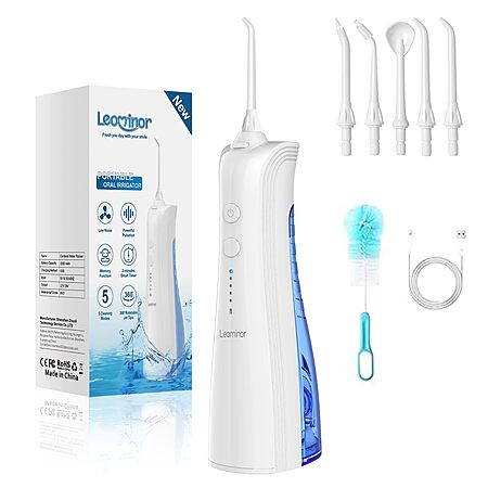 Leominor Cordless Rechargeable Water Dental Flosser w/ 230mL Tank (White) $6.99 w/ S&S + Free Shipping w/ Prime or on $35+