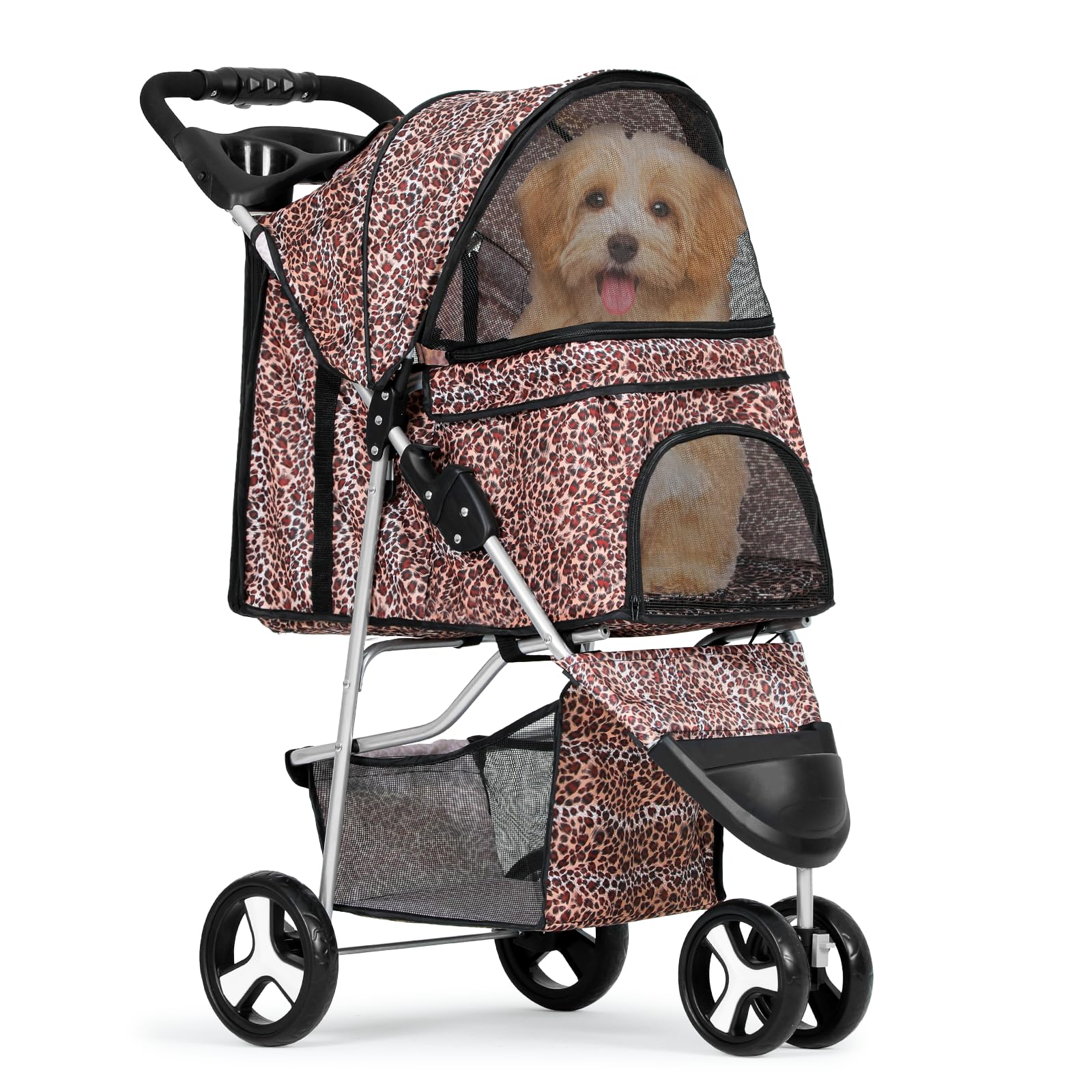 MoNiBloom 3 Wheels Pet Dog Cat Stroller for Small Medium Dogs Cats