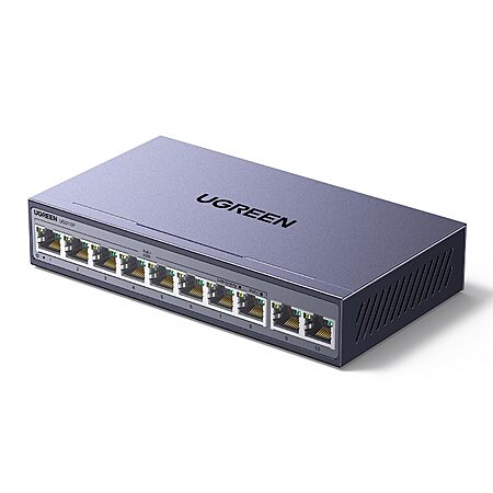 UGREEN 10-Port PoE Switch 1000Mbps 8 PoE+@60W + 2 Gigabit Uplink $37.95 & More