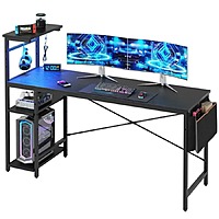 Bestier 61'' Gaming Desk with LED Lights & Storage Shelves (Black) $96.99 + Free Shipping