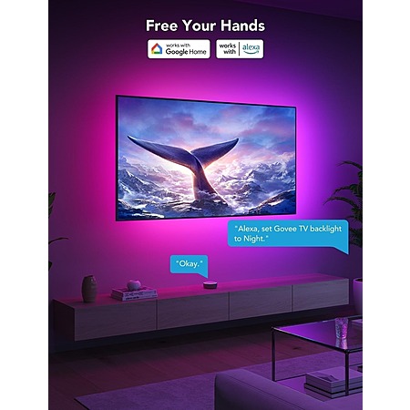 Prime Members: 7.8' Govee Smart TV Backlight RGBIC LED Strip Lights for ...