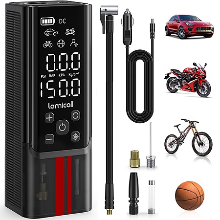 Lamicall 150 PSI Rechargeable Tire Inflator Air Compressor $18 + Free Shipping
