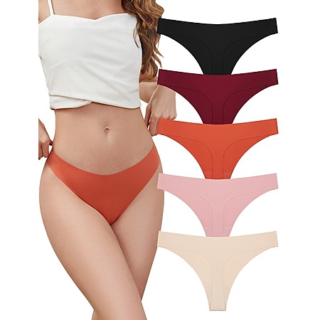 5-Pack Voenxe Seamless Thongs for Women Low Rise Comfortable (Size XS-XXL, Assorted Colors) $7.69 + Free Shipping w/ Prime or $35+ Orders