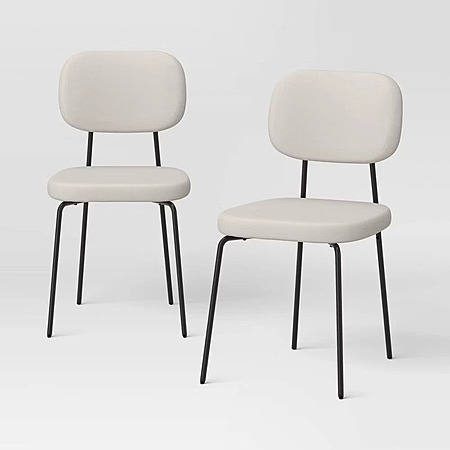 Open Box: Room Essentials 2-Pack Upholstered with Metal Base Dining Chair (Cream Boucle) $60 + Free Shipping