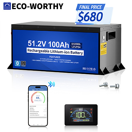 ECO-WORTHY Pro Metal Case 48V 100Ah Golf Cart Lithium Battery $680 + Free Shipping