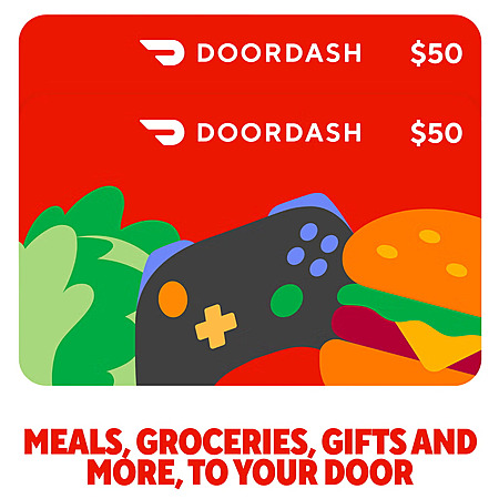 Costco Members: 2-Pack $50 DoorDash or Uber eGift Cards (Email Delivery) $80